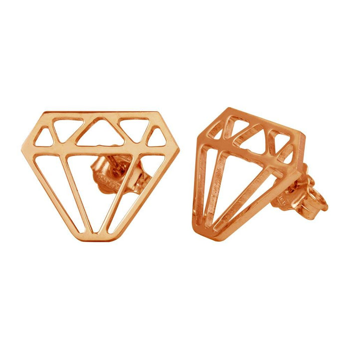 Silver 925 Rhodium Plated Diamond Earrings - ARE00009RGP | Silver Palace Inc. #plating_rose gold