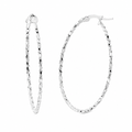 Silver 925 Diamond Cut Twisted Oval Hoop Earrings - ARE00054 | Silver Palace Inc.