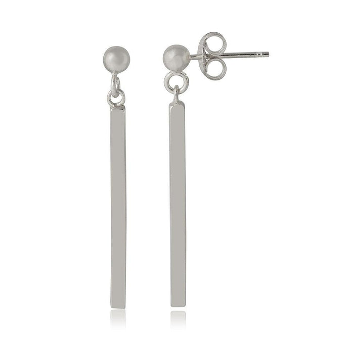 Silver 925 Rhodium Plated Drop Down Bar Earrings - ARE00007RH | Silver Palace Inc. #plating_rhodium