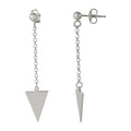Silver 925 Rhodium Plated Hanging Triangle Earrings - ARE00006RH | Silver Palace Inc. #plating_rhodium