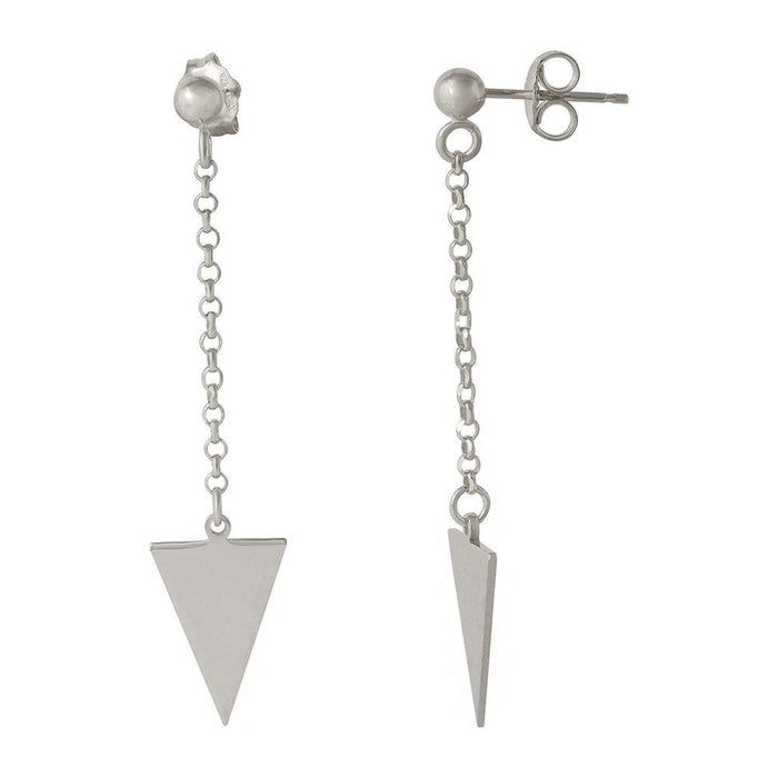 Silver 925 Rhodium Plated Hanging Triangle Earrings - ARE00006RH | Silver Palace Inc. #plating_rhodium