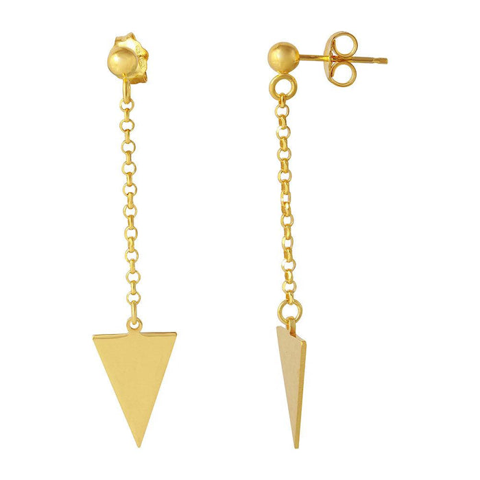 Silver 925 Gold Plated Hanging Triangle Earrings - ARE00006GP | Silver Palace Inc.  #plating_gold