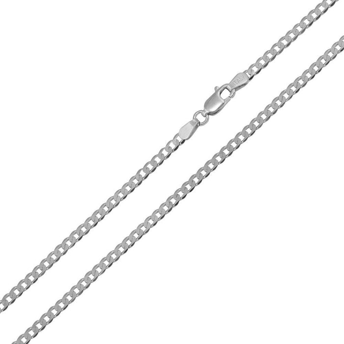 Silver 925 Rhodium Plated Super Flat Curb 080 Chain 3mm - CH416 RH | Silver Palace Inc. #plating_rhodium