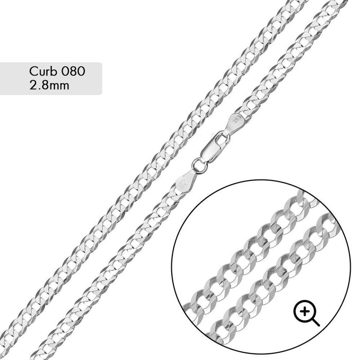 Curb 080 Chain 2.8mm - CH615 | Silver Palace Inc. #plating_basic non-plated