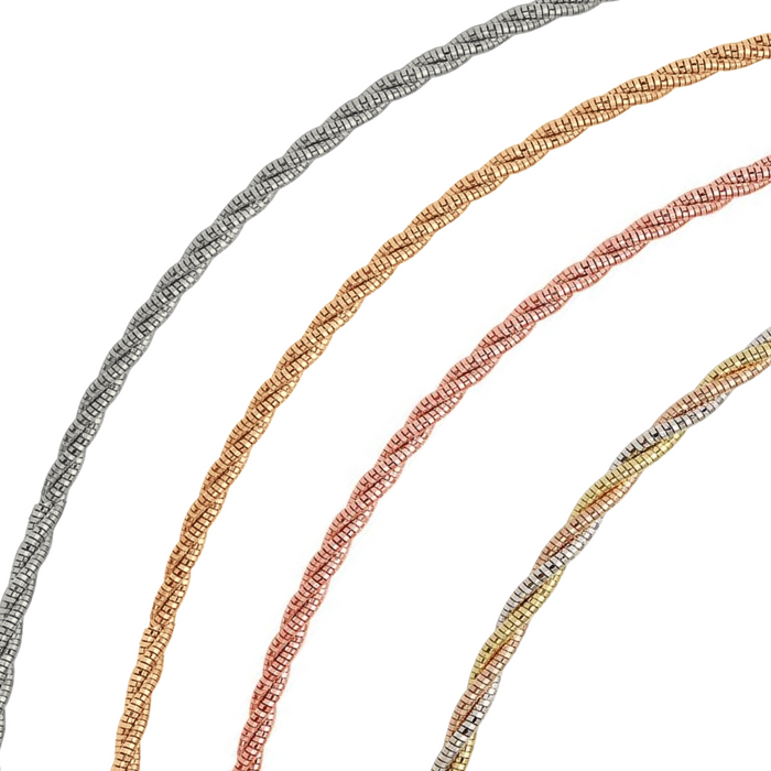 925 Sterling Silver Three Layer Twisted Omega Spring Chain