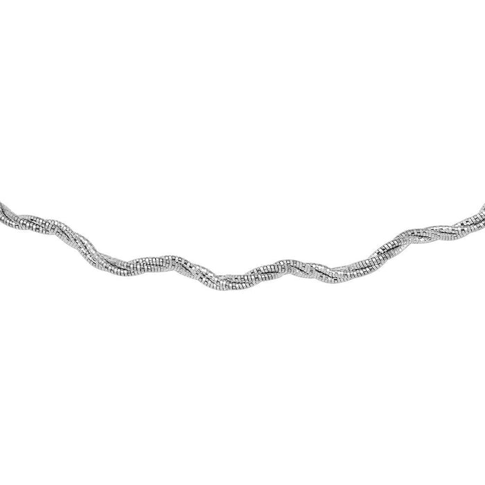Silver 925 3 Layer Wave Omega Spring Chain Rhodium Plated 2.7mm - CH918 RH | Silver Palace Inc. #plating_rhodium