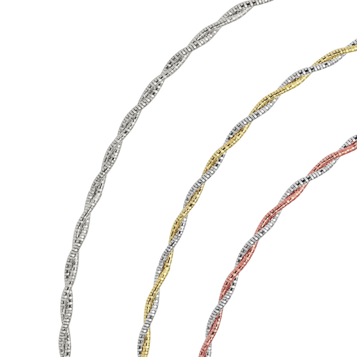 925 Sterling Silver Two Layer Twisted Omega Spring Chain