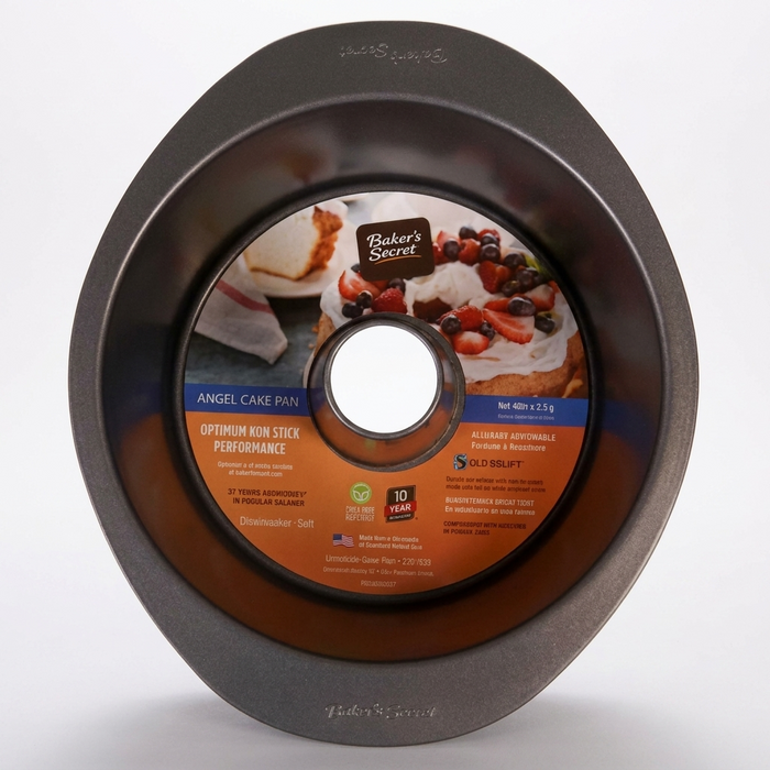 Angel Food Cake Pan Bakers Secret Optimum Non-Stick Performance 10x3.7"