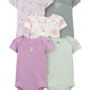 Baby 5-Pack Floral Short-Sleeve Bodysuits 6M