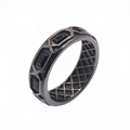 Black Rhodium Plated 925 Sterling Silver Men's Baguette Black CZ 7mm Ring - TGR00004