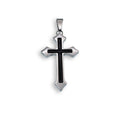 Black Rhodium Plated Stainless Steel Black Inlay Cross Pendant - SSP00511