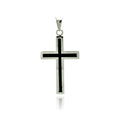 Black & Rhodium Plated Stainless Steel Cross Pendant - SSP00183