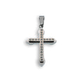 Black & Rhodium Plated Stainless Steel CZ Double Layered Cross Pendant - SSP00126