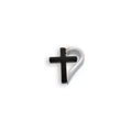 Black & Rhodium Plated Stainless Steel Half Heart Cross Pendant - SSP00489