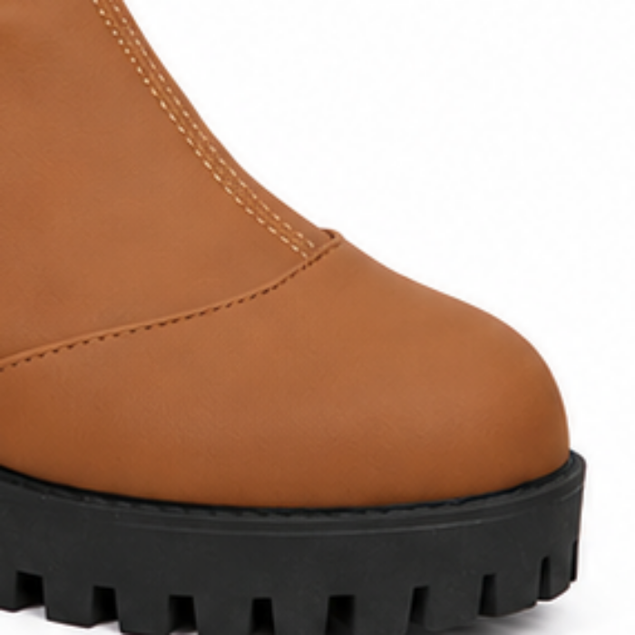 Buckle & Bloom – Double-Buckle Chunky-Heel Ankle Boots