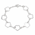 Clearance - 925 Sterling Silver High Polish Flower Cut Out Link Bracelet- SPB00039