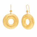 Silver 925 Gold Plated Textured Open Circle Earrings - SPE00039 | Silver Palace Inc.