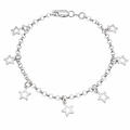 Clearance - High Polish 925 Silver Multi Cutout Star Charm Bracelet- SPB00041