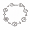 Clearance - Rhodium Plated 925 Silver Elegant Diamond and Circle CZ Bracelet- STB00265