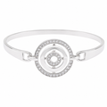Clearance - Rhodium Plated 925 Silver Multi Circle CZ Cuff Bangle Bracelet - STB00083