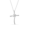 Clearance Rhodium Plated 925 Sterling Silver Artistic Cross Clear CZ Adjustable Necklace - STP00522