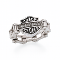 Clearance - Rhodium Plated 925 Sterling Silver CZ Biker Ring - STR00139