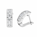 Clearance - Rhodium Plated 925 Sterling Silver Men's CZ Half Hoop Earrings - STEM114