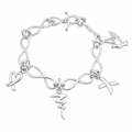 Clearance - Rhodium Plated 925 Sterling Silver Multi Charm Infinity Bracelet- SPB00038