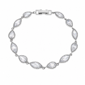 Clearance - Rhodium Plated 925 Sterling Silver  Ornate Marquise & Tear Drop CZ Tennis Bracelet - STB00277