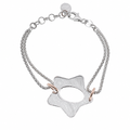 Clearance - Two-Tone 925 Silver Popcorn Link Star Bracelet - B00018