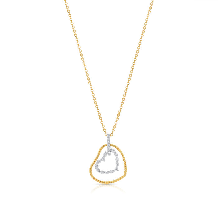 Silver 925 Gold Plated Double Heart Dangle CZ Sets - STS00138 | Silver Palace Inc.
