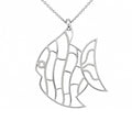 Clearance-High Polished 925 Sterling Silver Large Abstract Fish Pendant Necklace - STP00283