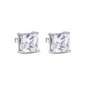 Clearance-Rhodium Plated 925 Sterling Silver Square 11mm Clear CZ Earrings- STEM082