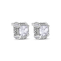 Clearance-Rhodium Plated 925 Sterling Silver Square CZ Stud Earring - STEM140