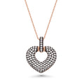 Clearance-Rose Gold Plated 925 Sterling Silver Black CZ Chunky Heart Pendant Necklace- BGP00637