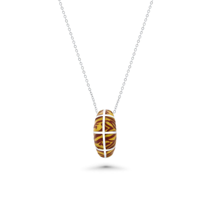 Clearance-Silver 925 Rhodium Plated Tiger Stripe Print French Clip Earring and Necklace Set - BGS00062