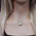 Clearance-Sterling Silver 2 Tone Beaded Swirl Dome Pendant - SPP00042