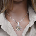 Clearance-Sterling Silver 2 Tone Circle Flower Pendant - SPP00041