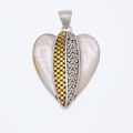 Clearance-Sterling Silver 2 Tone Mother of Pearl Heart Pendant - SPP00043