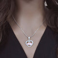 Clearance-Sterling Silver 2 Tone Pink Mother of Pearl Triple Heart Pendant - SPP00044