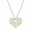 Clearance - Two-Tone 925 Sterling Silver Multi Cut Out Heart Pendant Necklace - STP00176