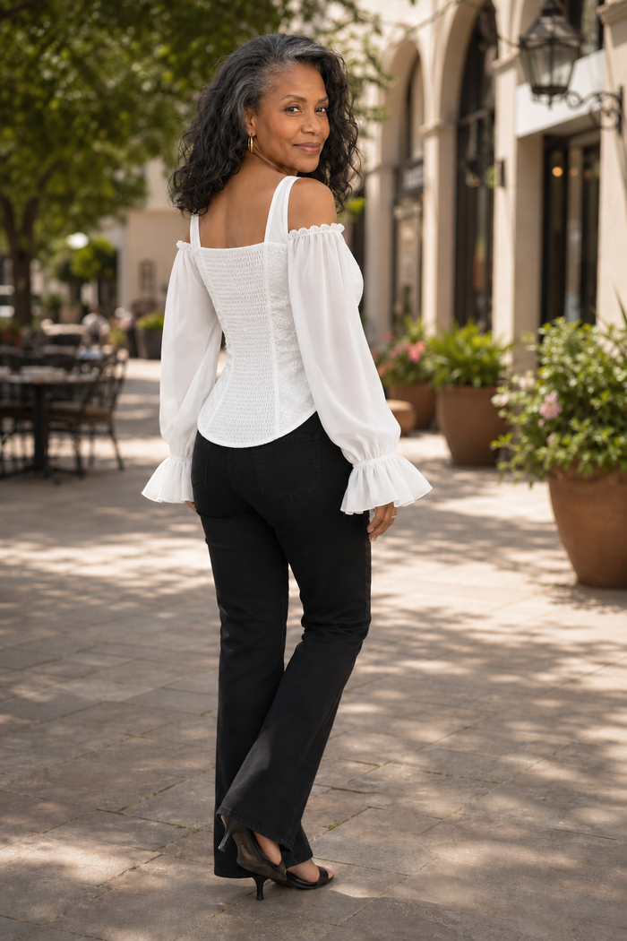 Corsetta – Floral Off-Shoulder Corset-Look Top