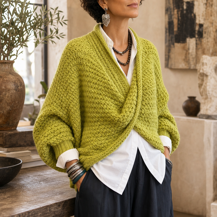 Crossovera – Chunky Knit Crossover V-Neck Sweater