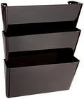 Deflecto 93604 Sustainable Office DocuPocket, Recycled Content, Wall File Organizer, Stackable, Letter Size, Black, Set of 3, 13"W x 7"H x 4"D