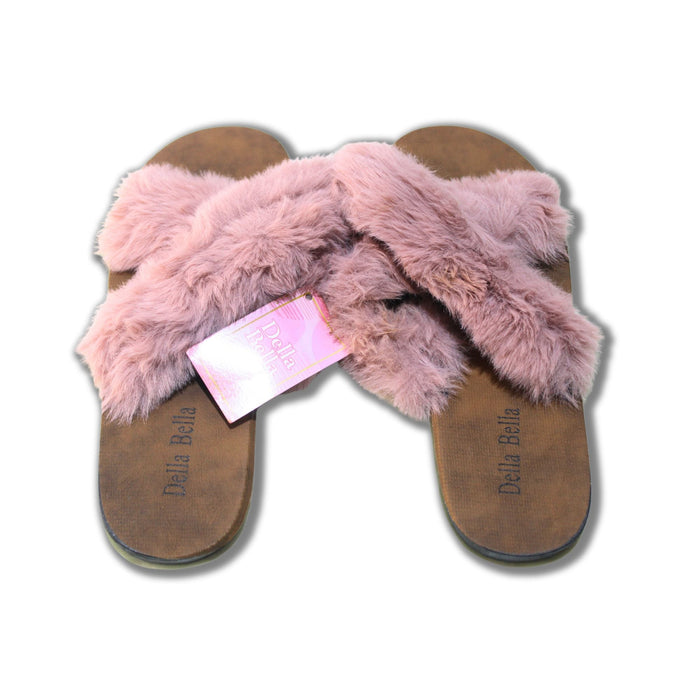 Della Bella Pink Fluffy Slippers