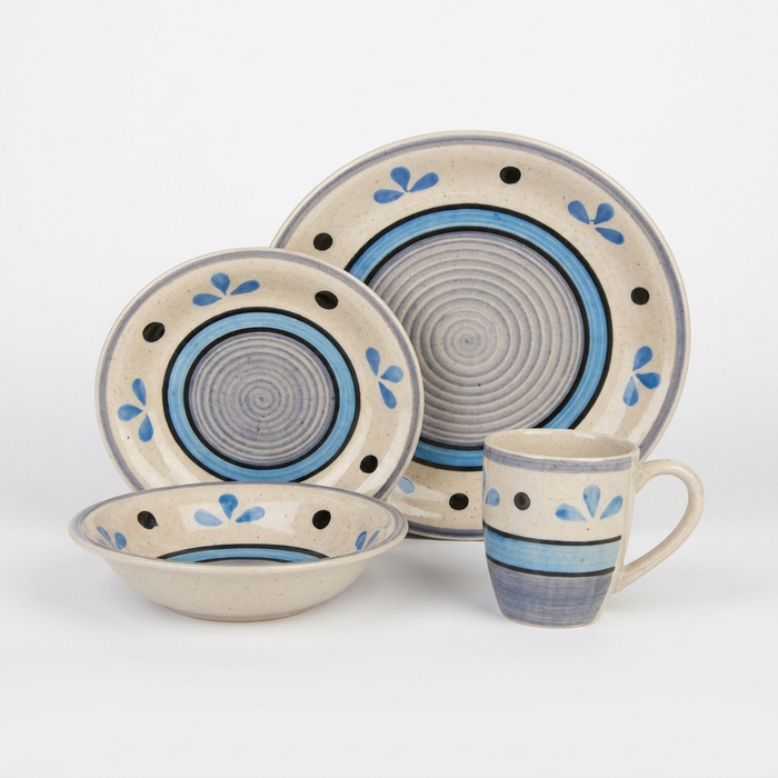 Dinner Set Kennedy Home Collection Stoneware 16PC Grey