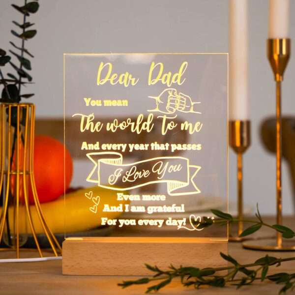 Father’s Day Acrylic Night Light - I Love You - 7.8” x 5.9”