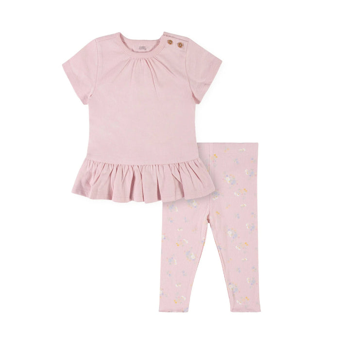 Gerber 2-Piece Baby Girl Pink Short Sleeve Top & Leggings (12 months)