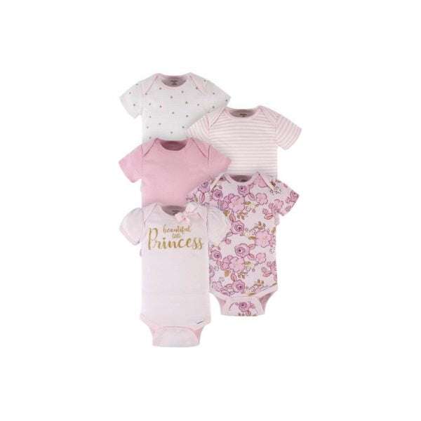 Gerber 5-Pack Baby Girls Princess Short Sleeve Onesies® Bodysuits 6-9M