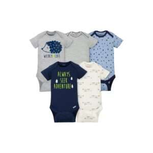 Gerber 5-Pack Boys Hedgehog Short Sleeve Onesies® Bodysuits (0-3 months)